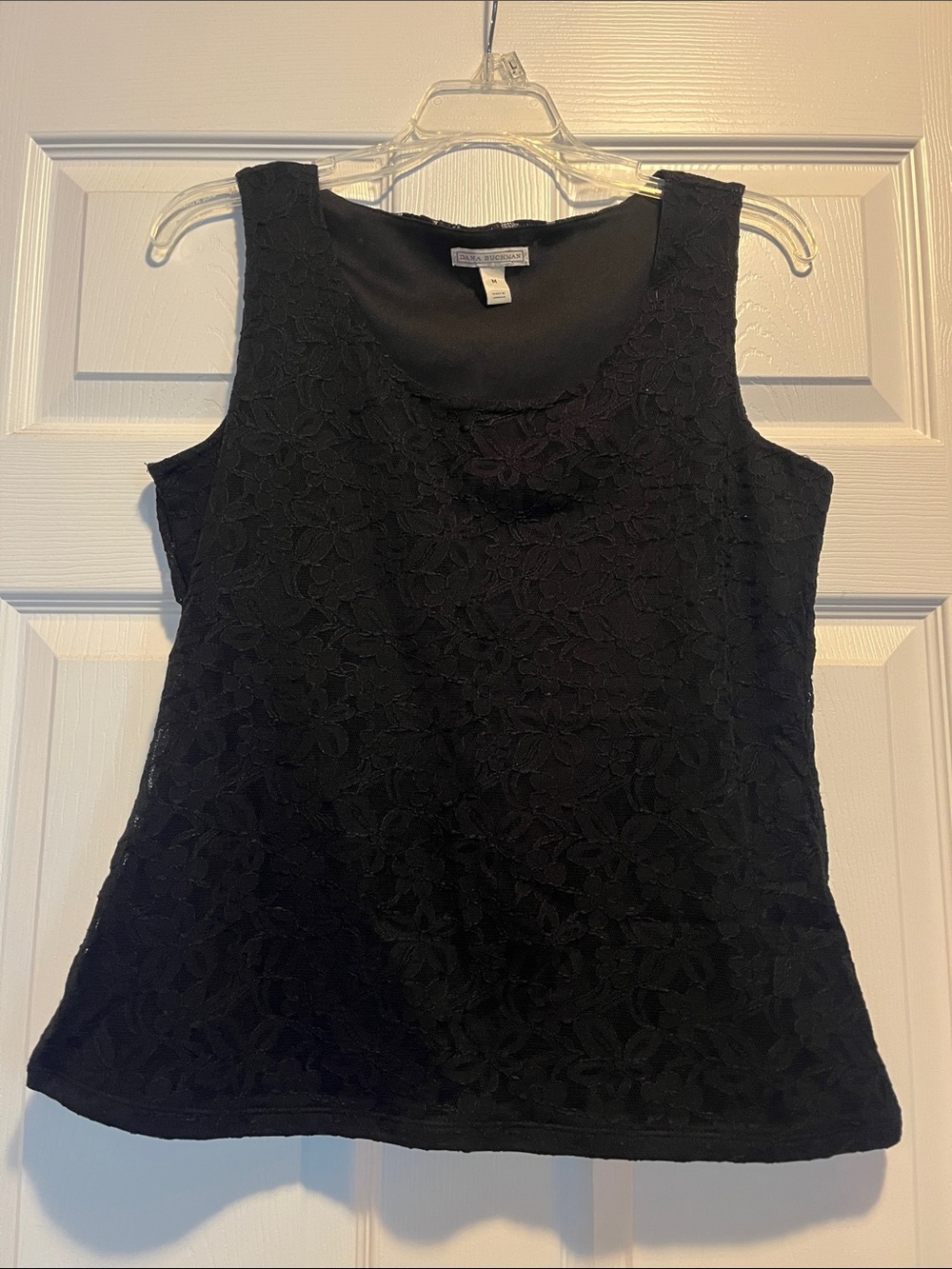 Dana Buchman Black Floral Lace Scoop Neck Tank